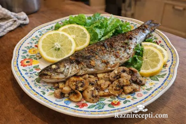 Pečena pastrmka sa gljivama