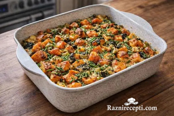 Zapečena testenina s lososom