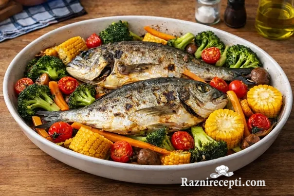 orada sa raznovrsnim povrćem