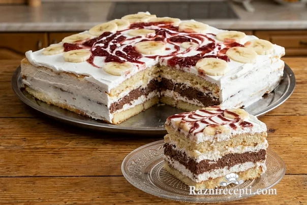 Brza torta sa pavlakom, bananom i jagodama