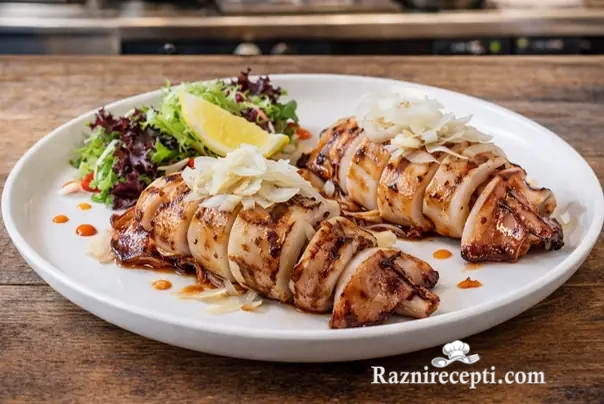 punjene lignje sa šampinjonima (pečurkama)