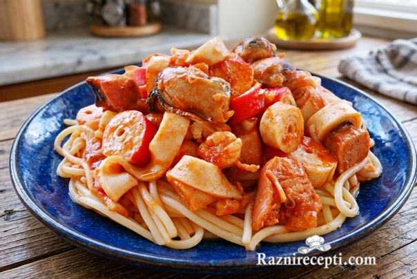 Pasta sa morskim plodovima i dimljenom kobasicom