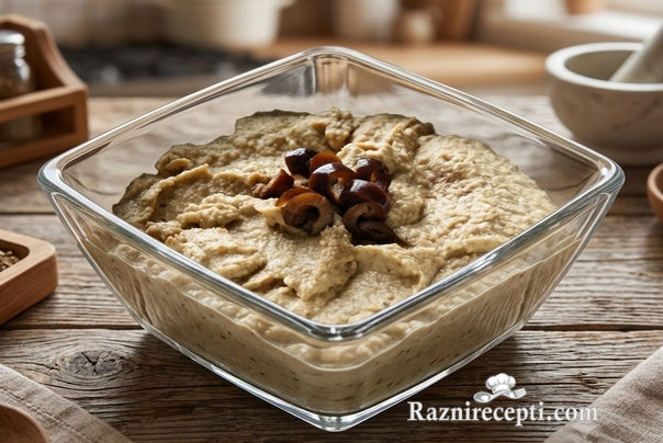 Posni humus sa crnim maslinama
